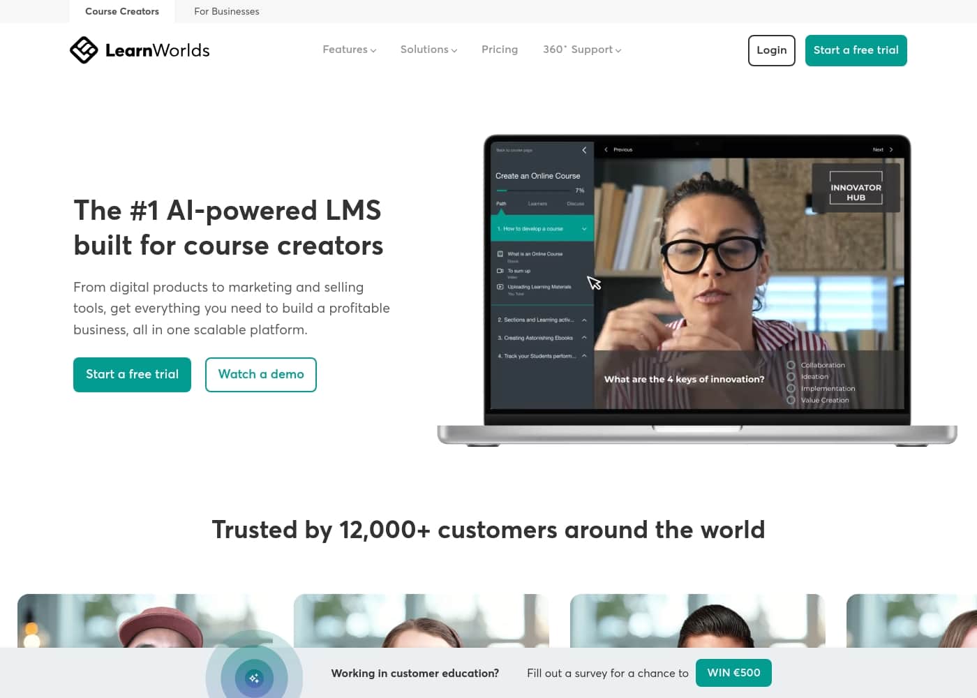 Learnworlds homepage screenshot