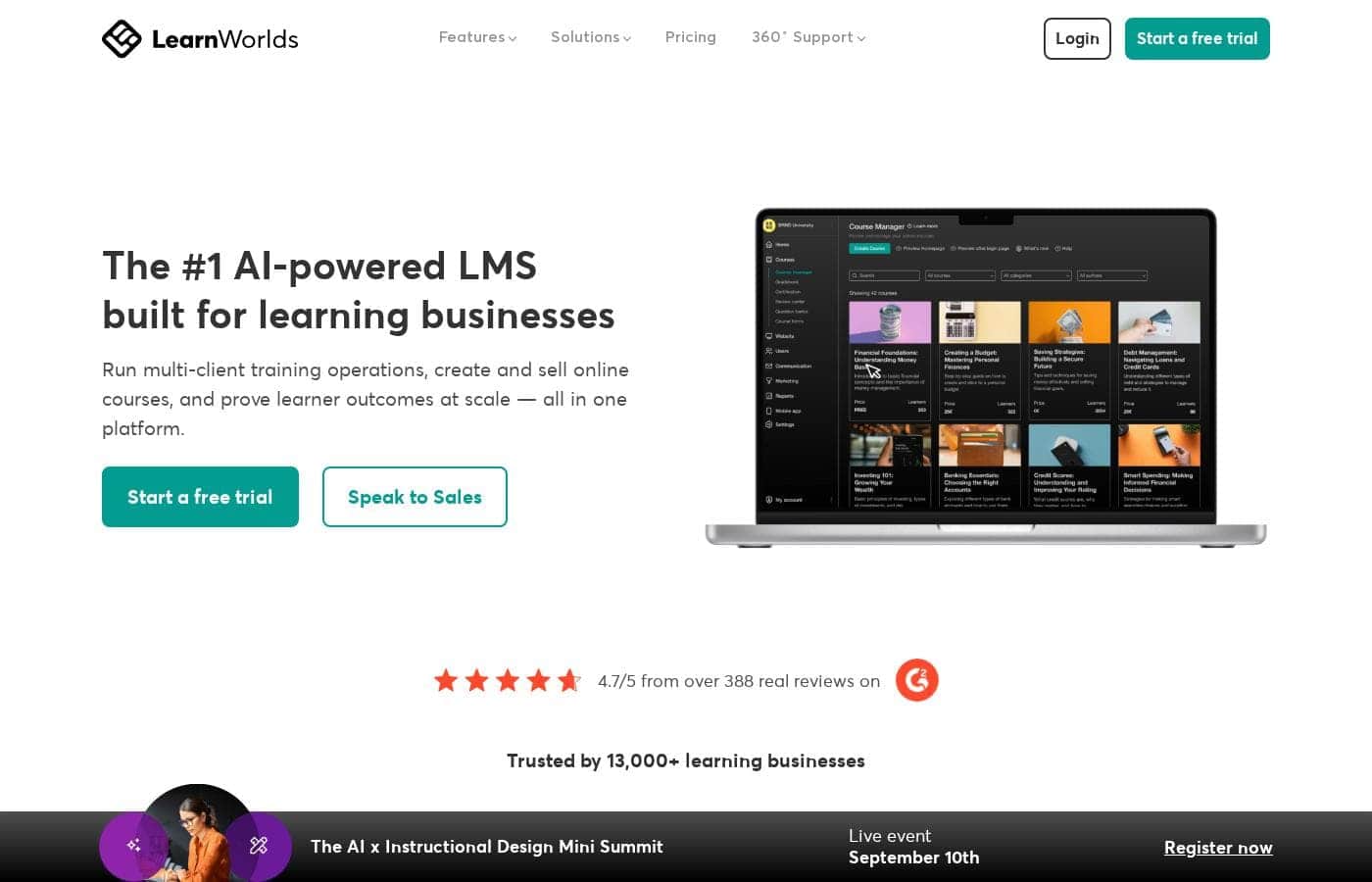 Learnworlds homepage screenshot
