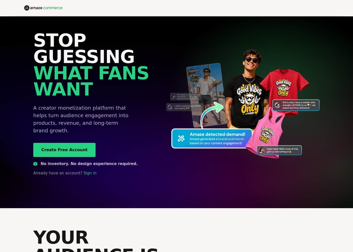 Screenshot della pagina prezzi di Teespring
