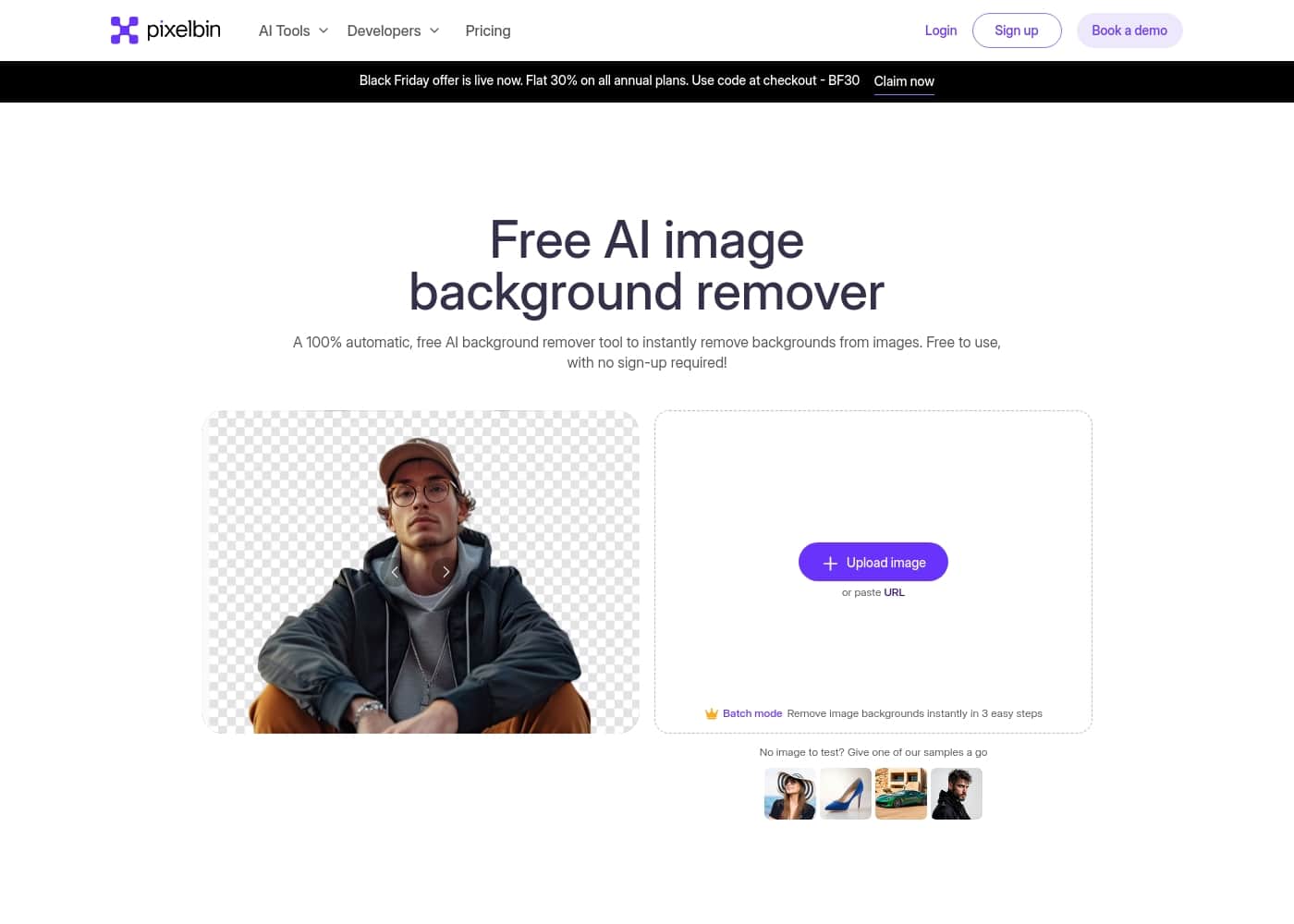 Erase.bg homepage screenshot