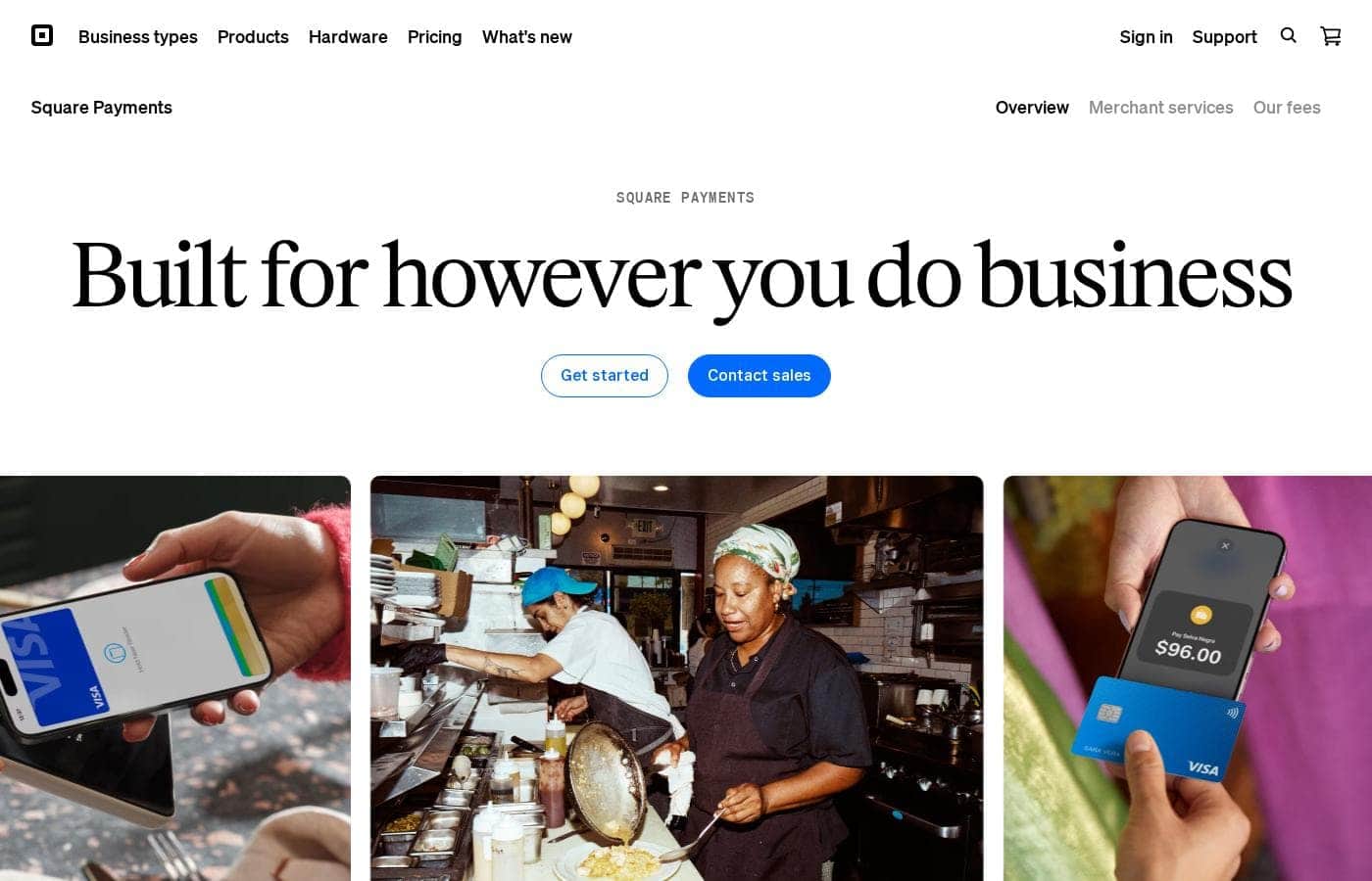 Square Payments homepage screenshot
