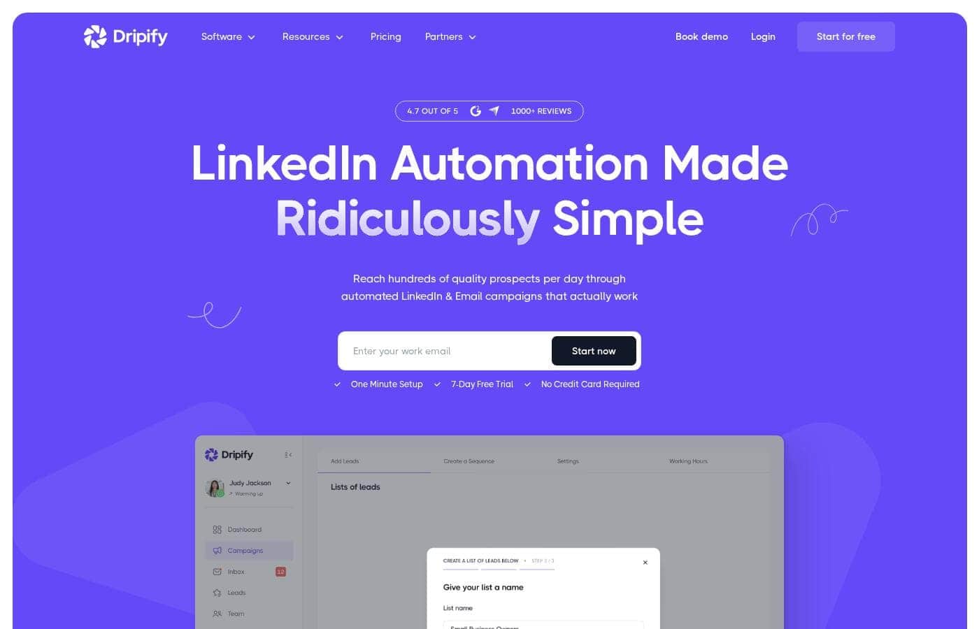 Dripify Homepage-Screenshot