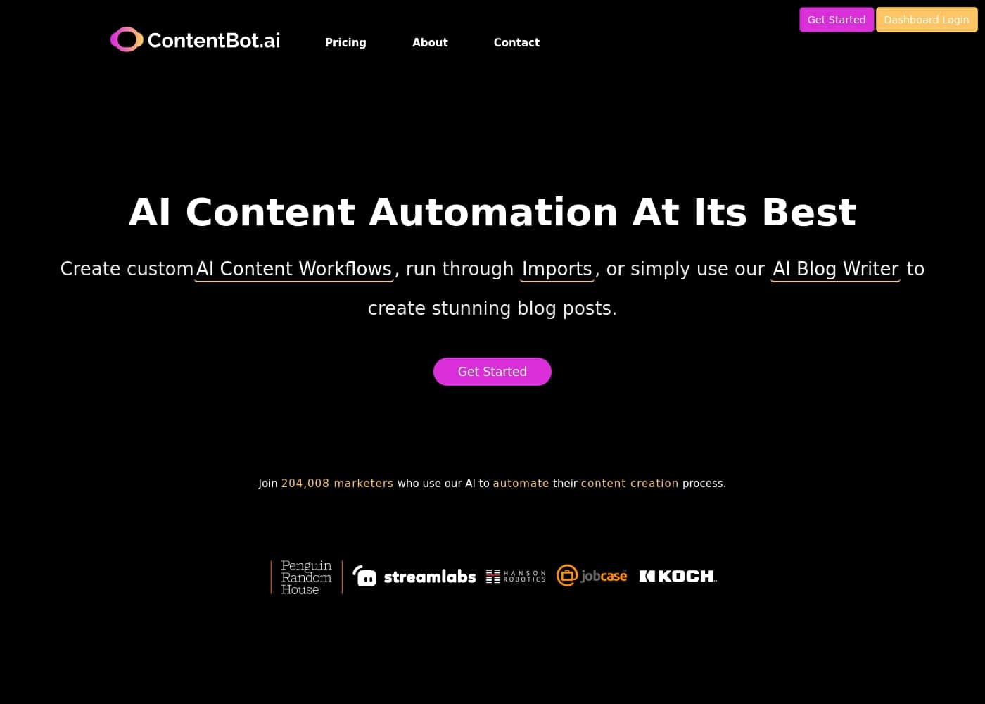 ภาพหน้าจอหลักของ ContentBot