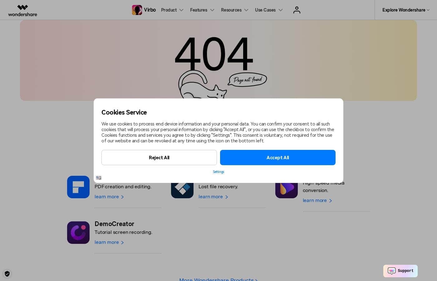 Virbo pricing page screenshot