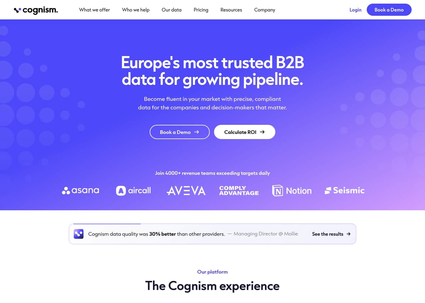 Cognism homepage screenshot