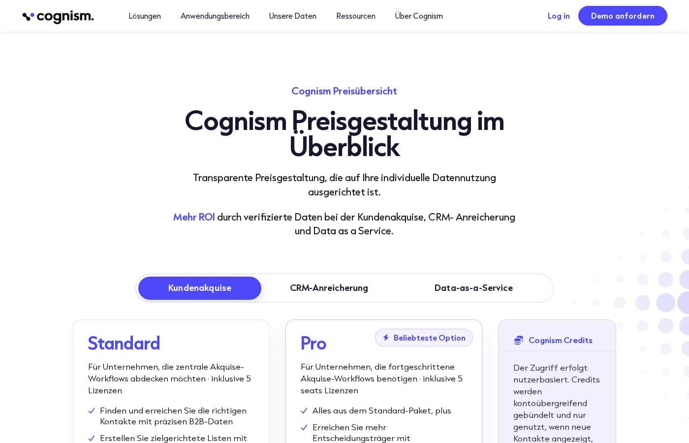 Cognism pricing page screenshot