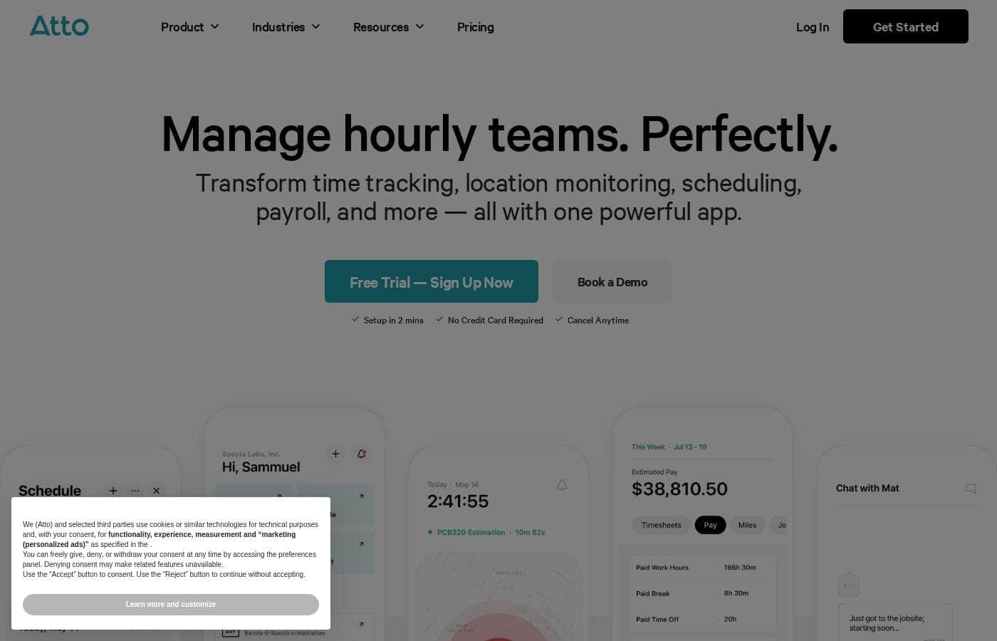 Atto homepage screenshot