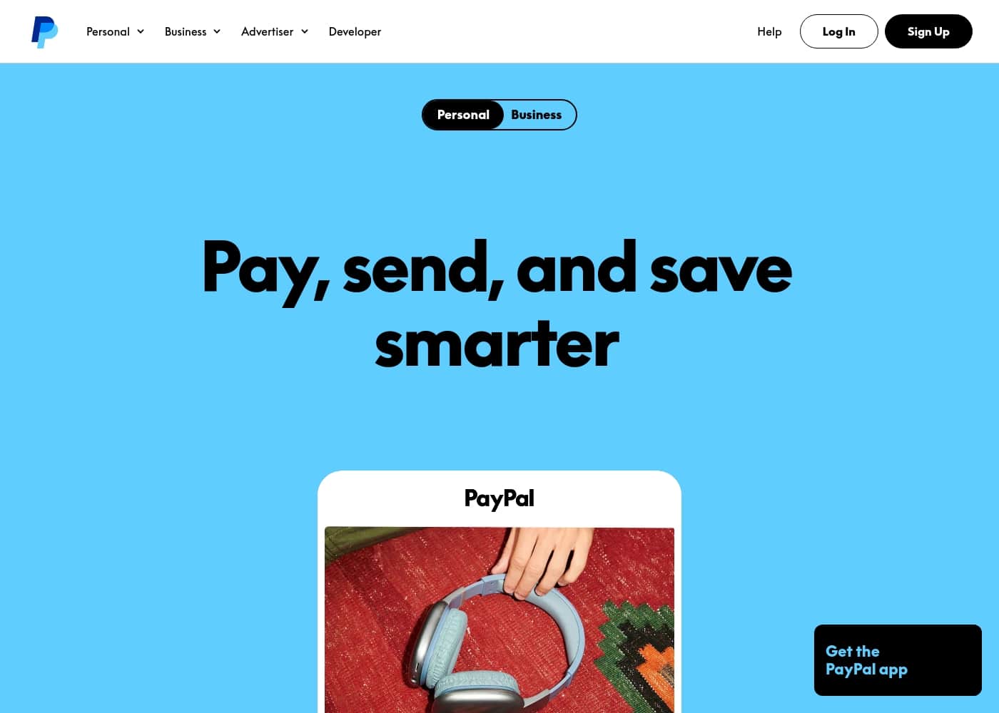 PayPal homepage screenshot