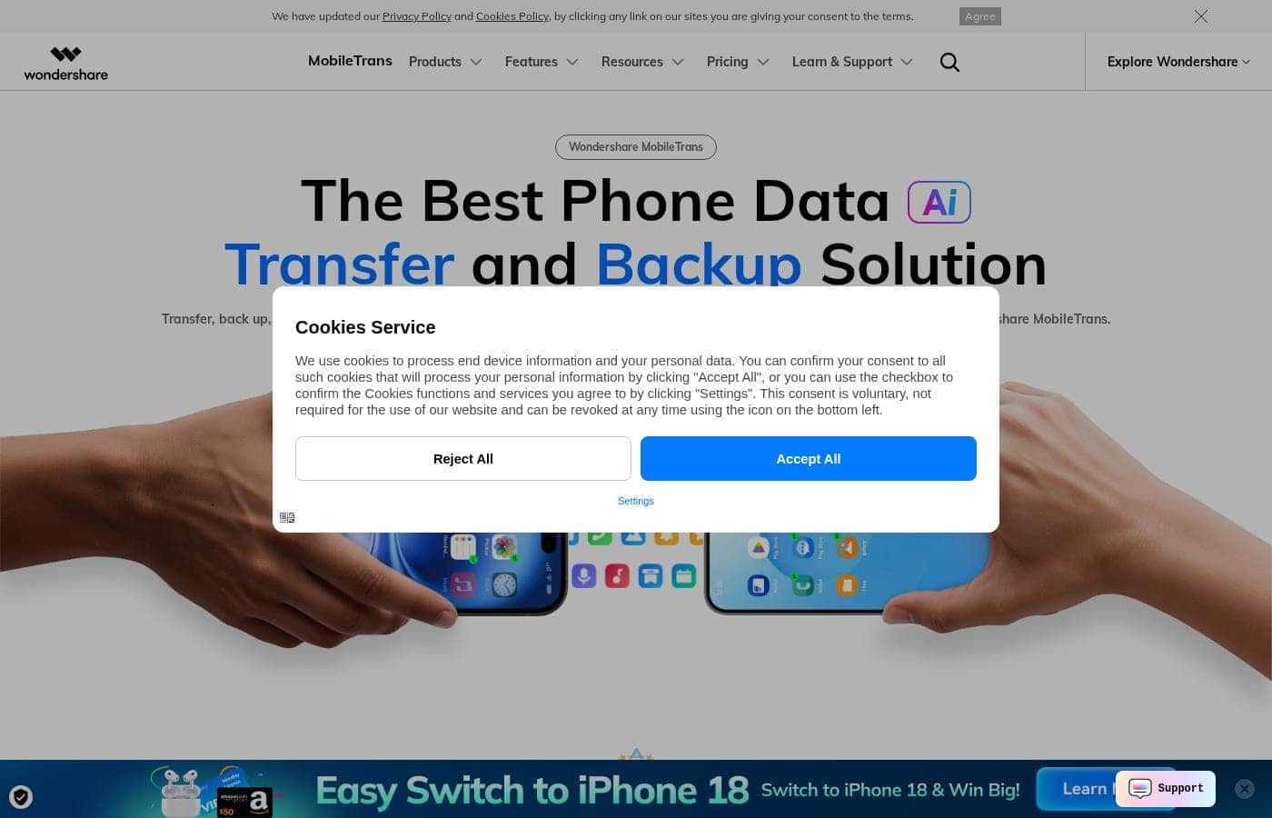 MobileTrans Homepage-Screenshot