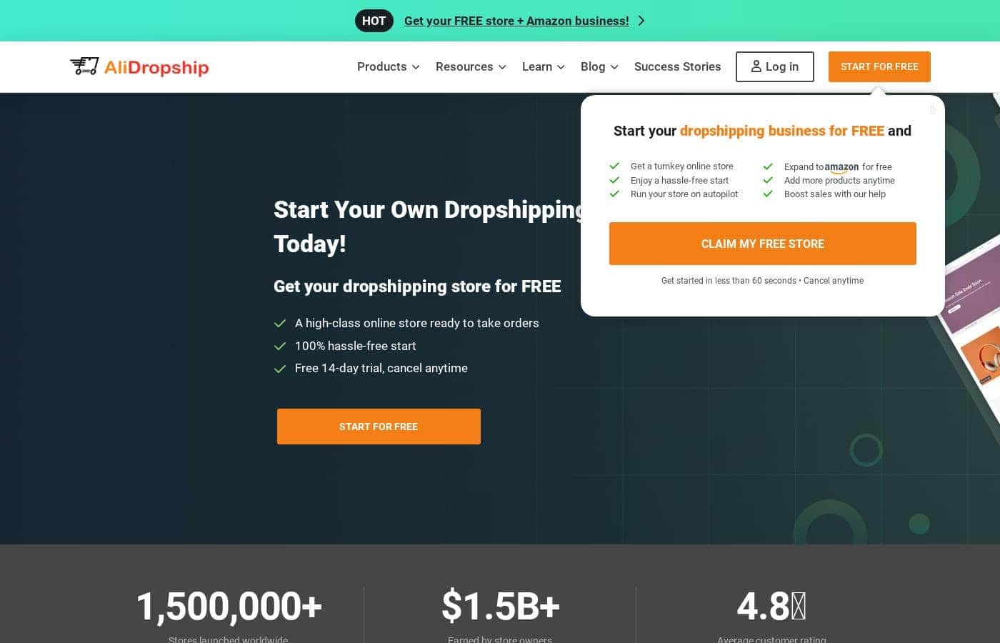 AliDropship homepage screenshot
