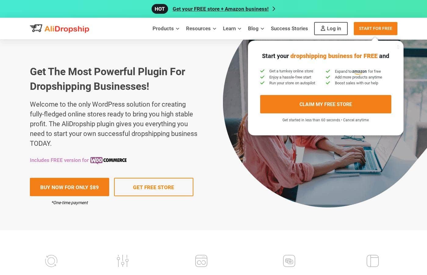 AliDropship pricing page screenshot