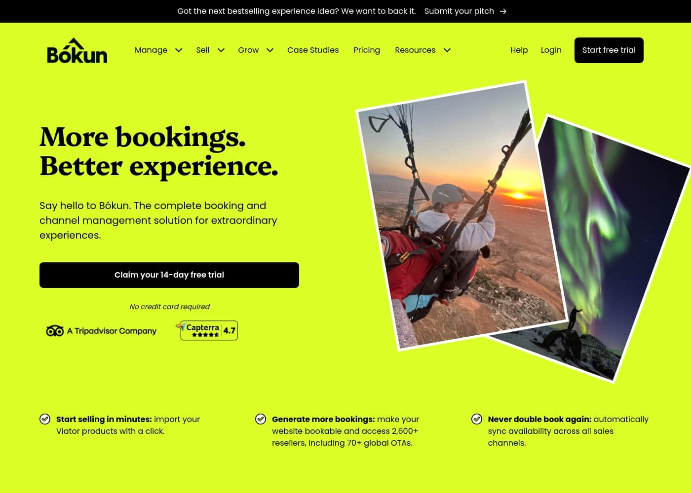 Bokun, a Tripadvisor company homepage screenshot
