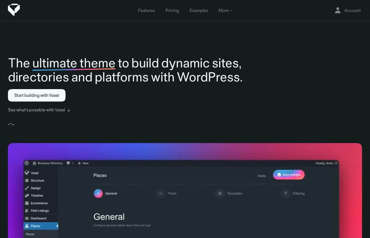 Voxel homepage screenshot