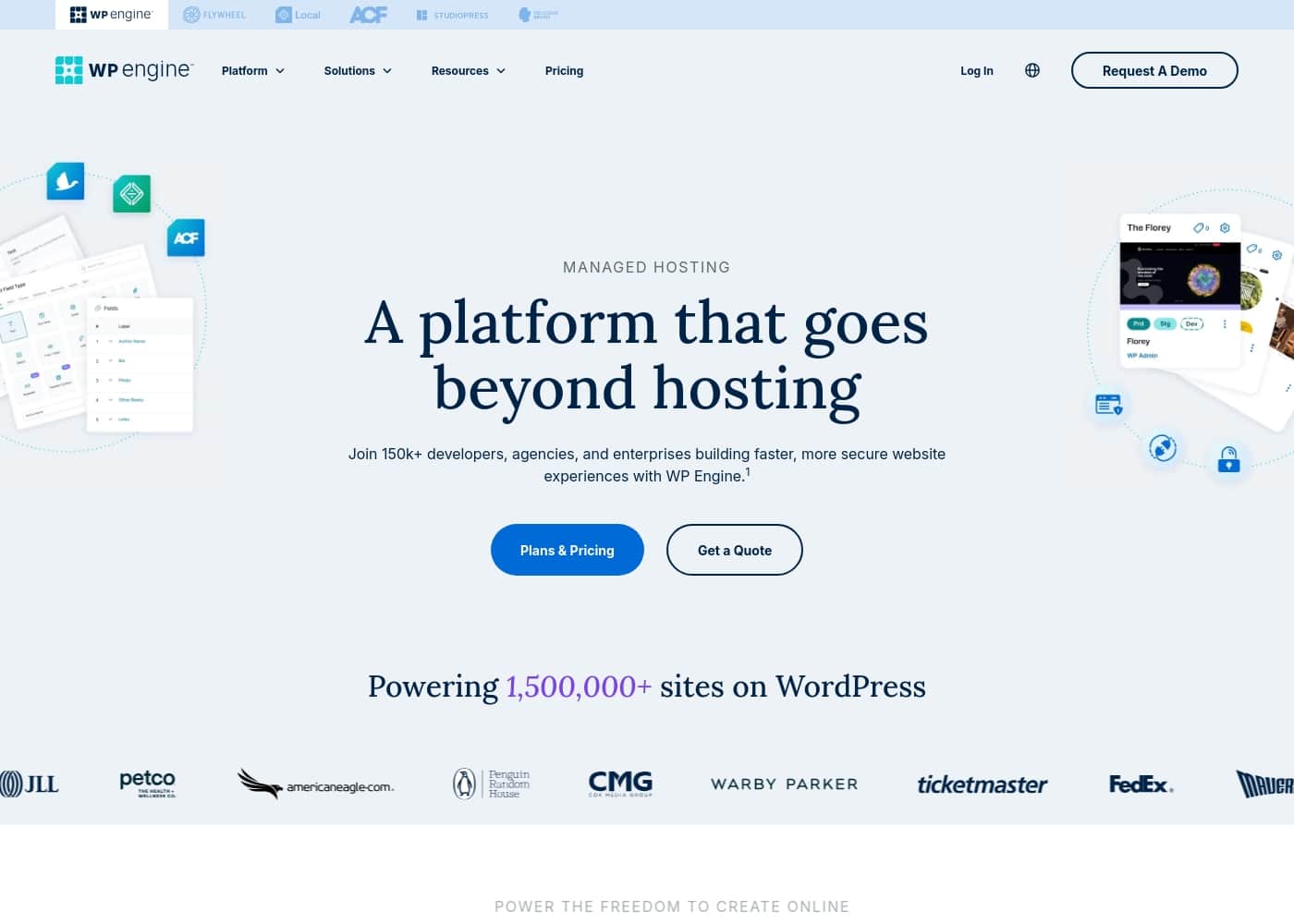 ภาพหน้าจอหลักของ WPEngine