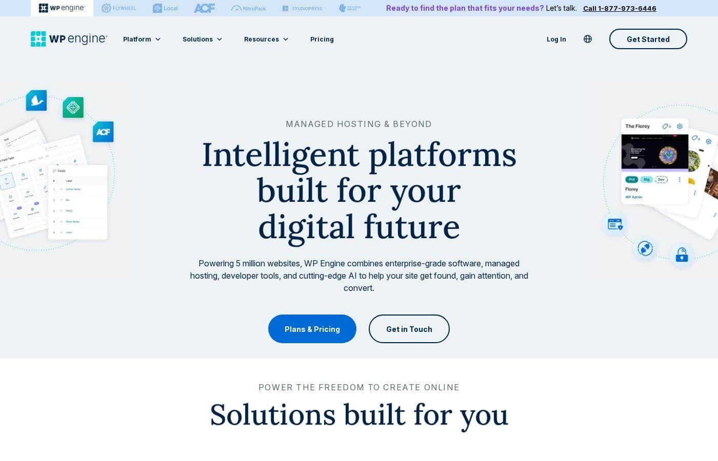 Screenshot della homepage di WPEngine
