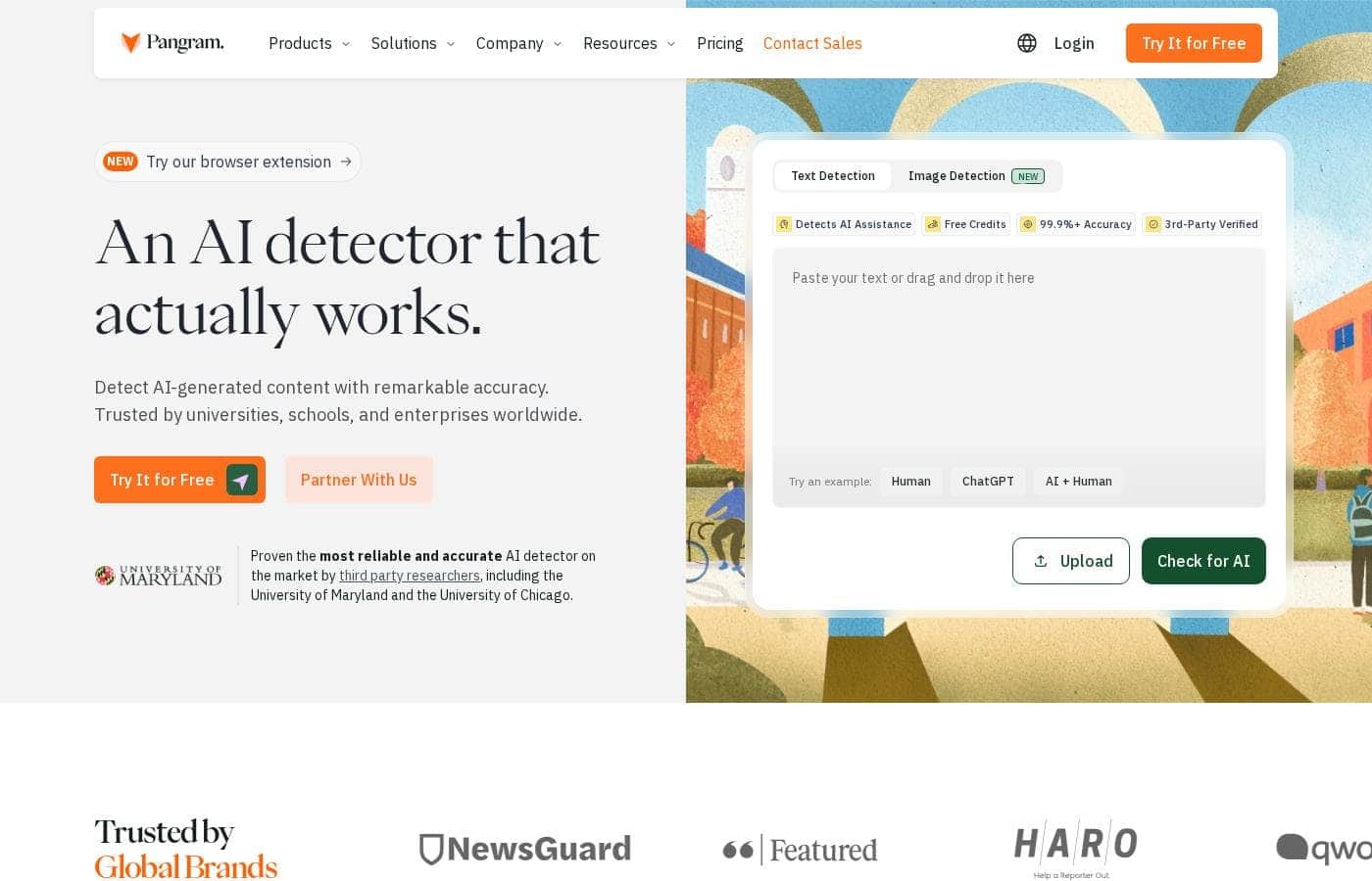 Pangram Labs Homepage-Screenshot