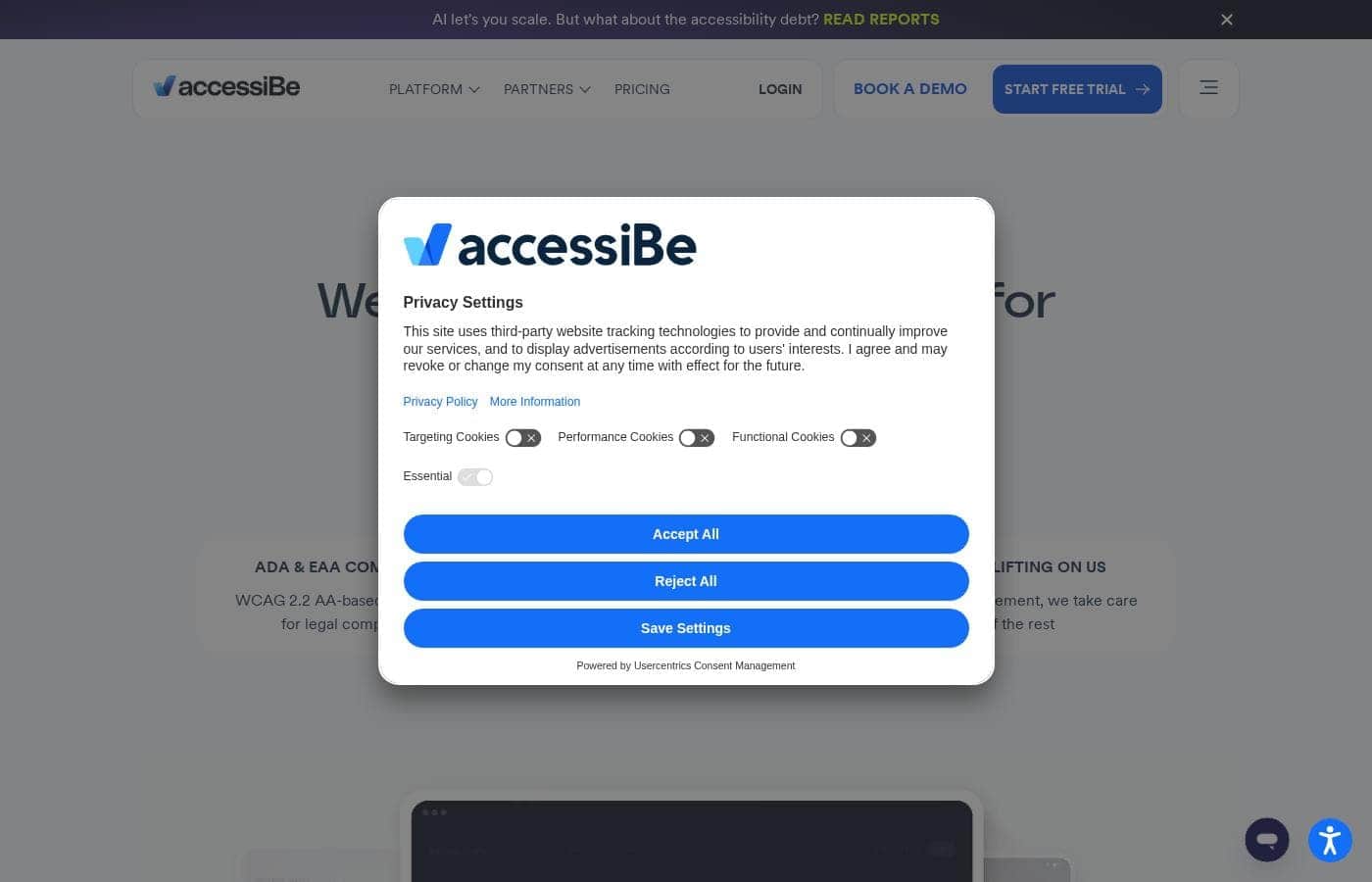 accessiBe homepage screenshot