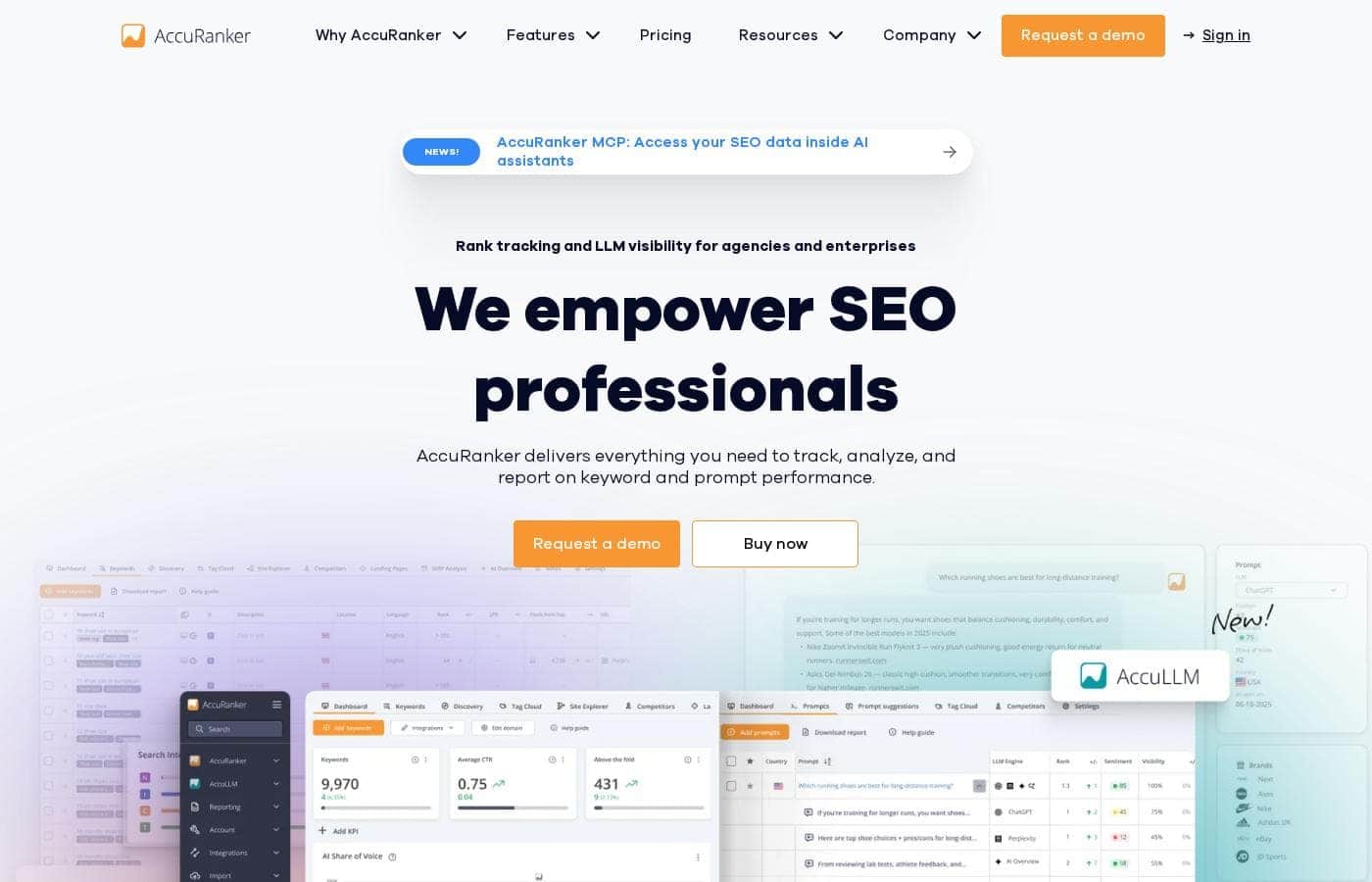 AccuRanker homepage screenshot
