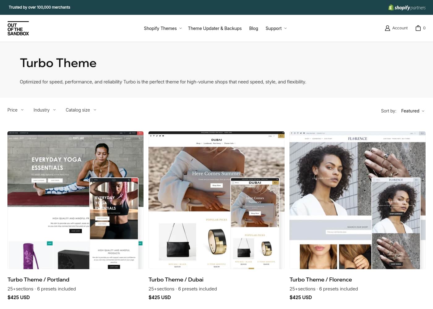 ภาพหน้าจอหลักของ Turbo Theme