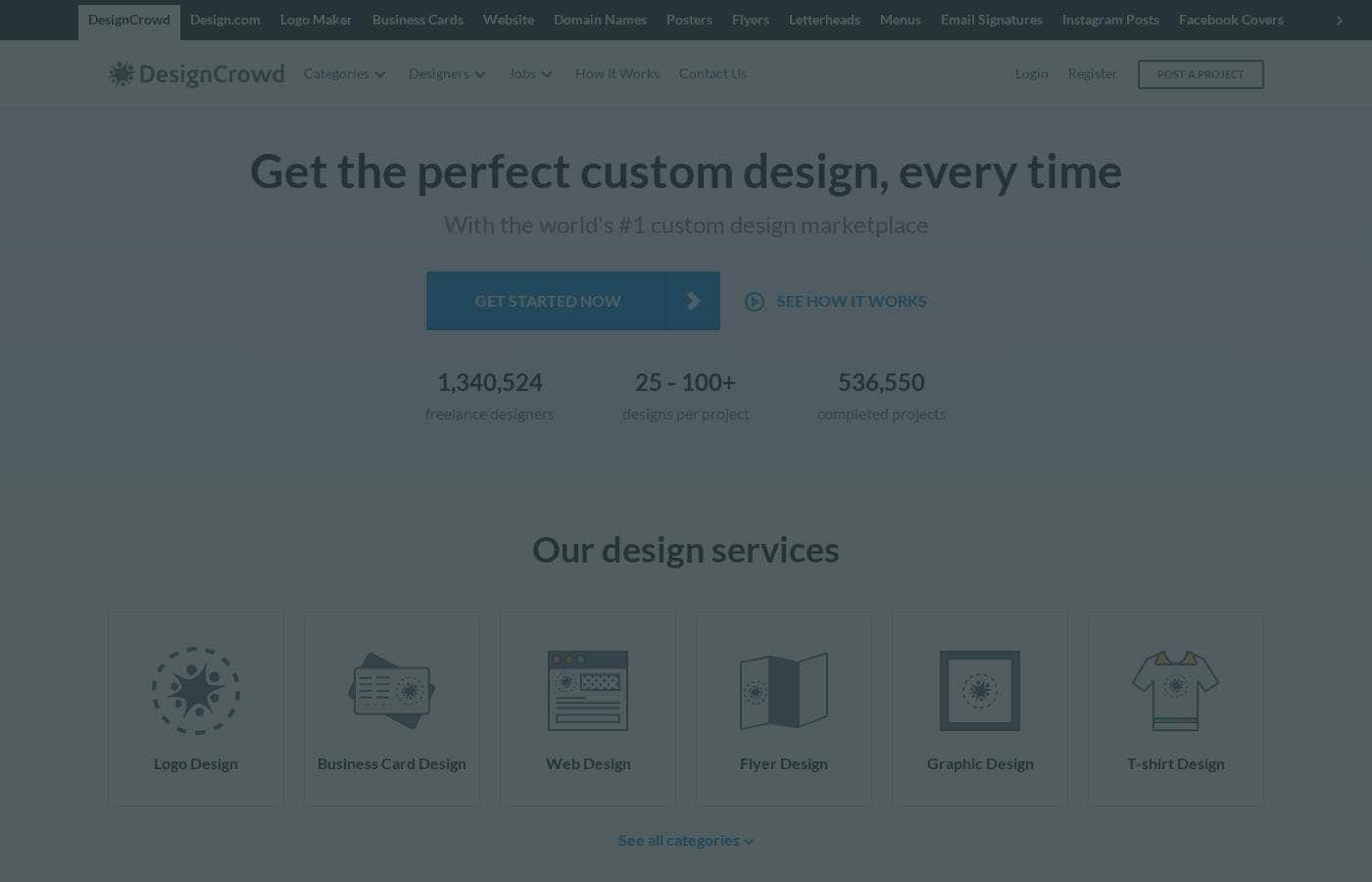 DesignCrowd homepage screenshot