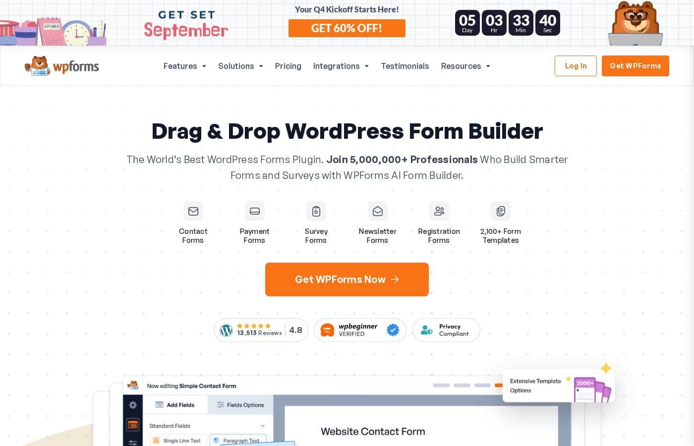 WPForms homepage screenshot