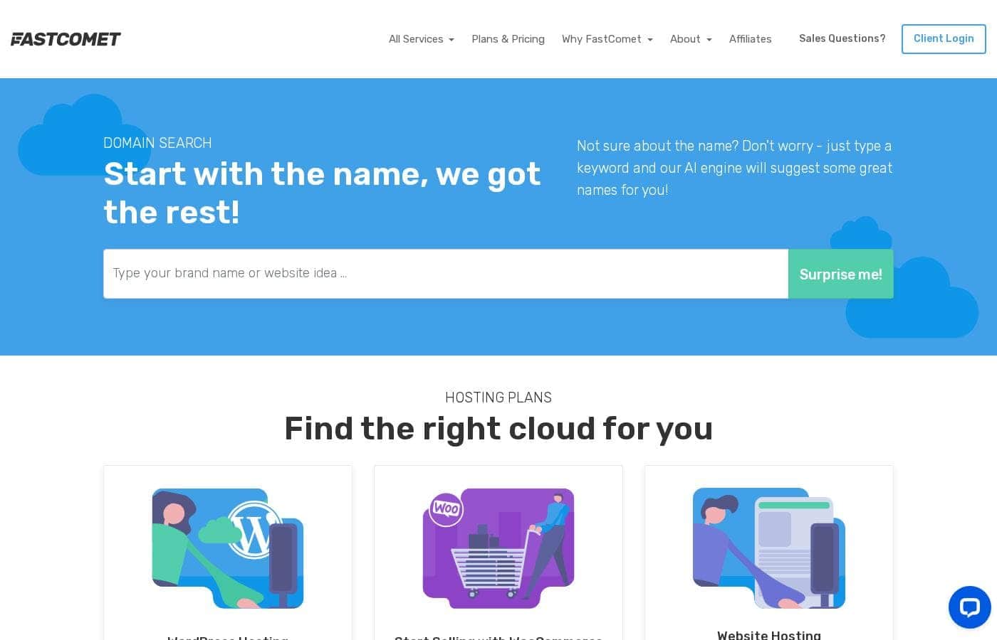 FastComet Homepage-Screenshot