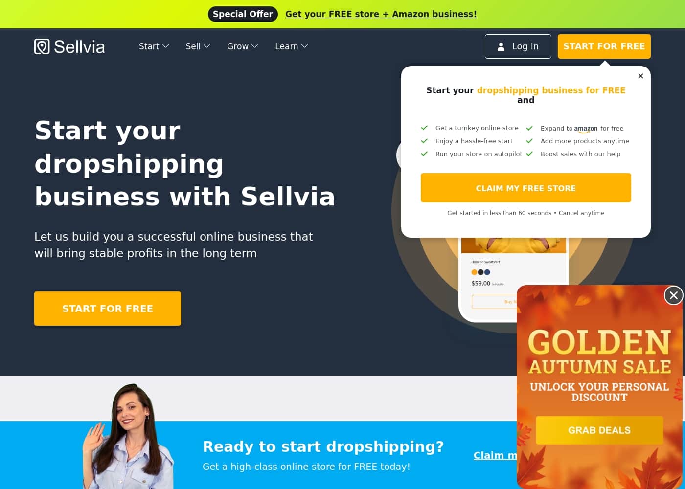 ภาพหน้าจอหลักของ Sellvia