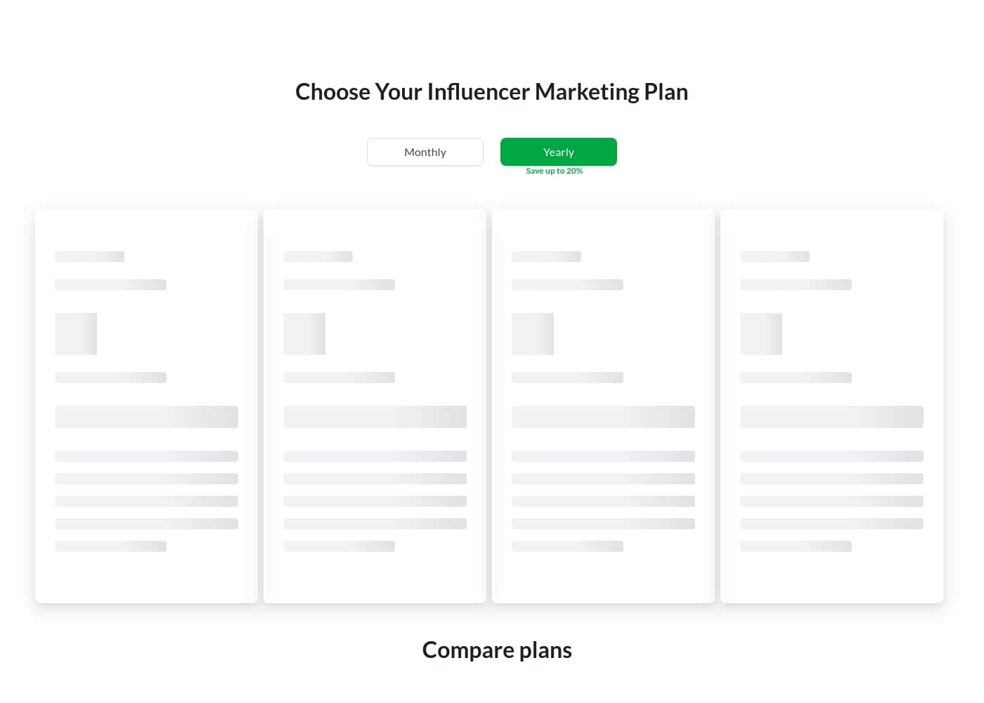 Heepsy pricing page screenshot