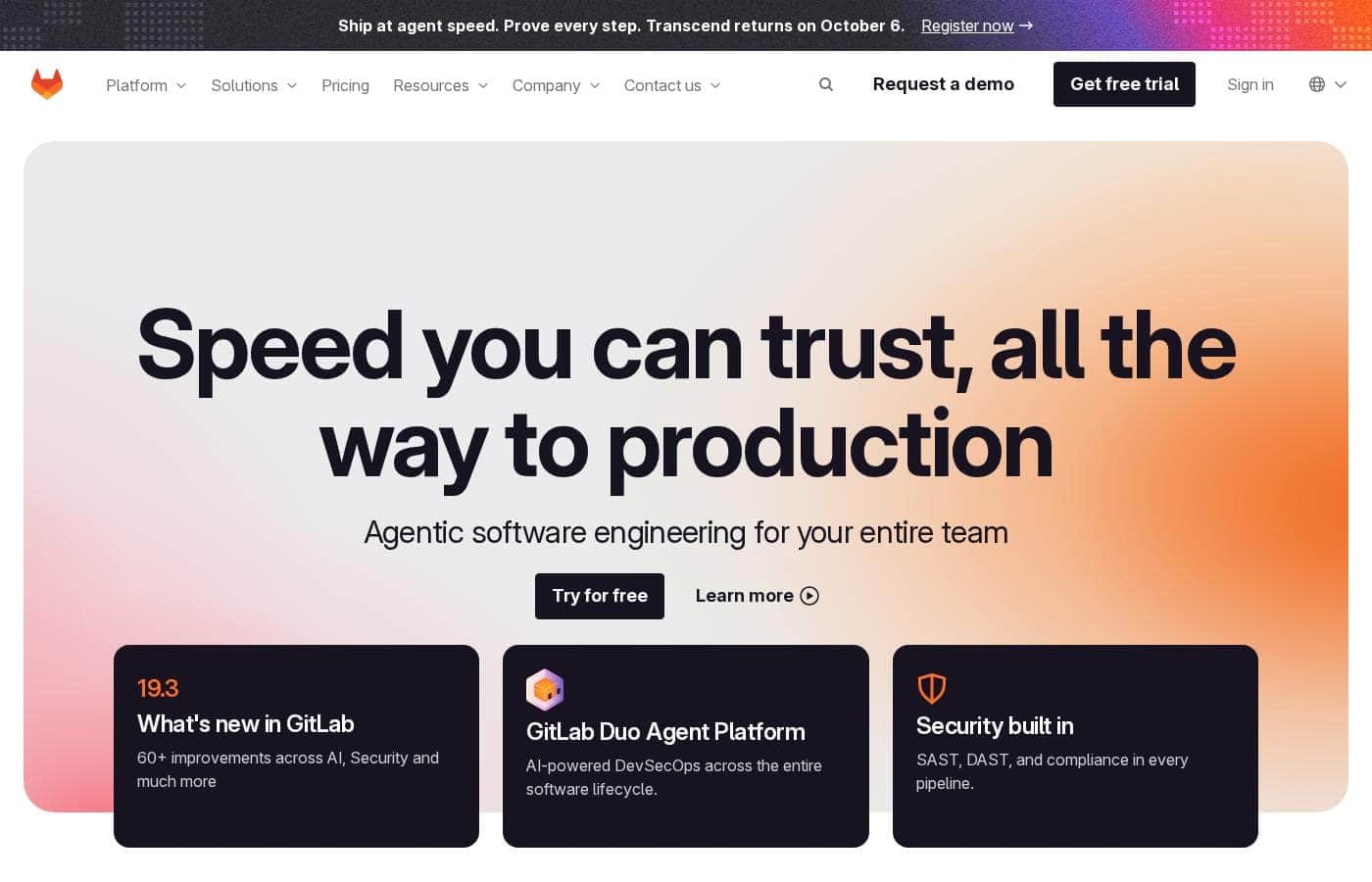 Скриншот главной страницы GitLab