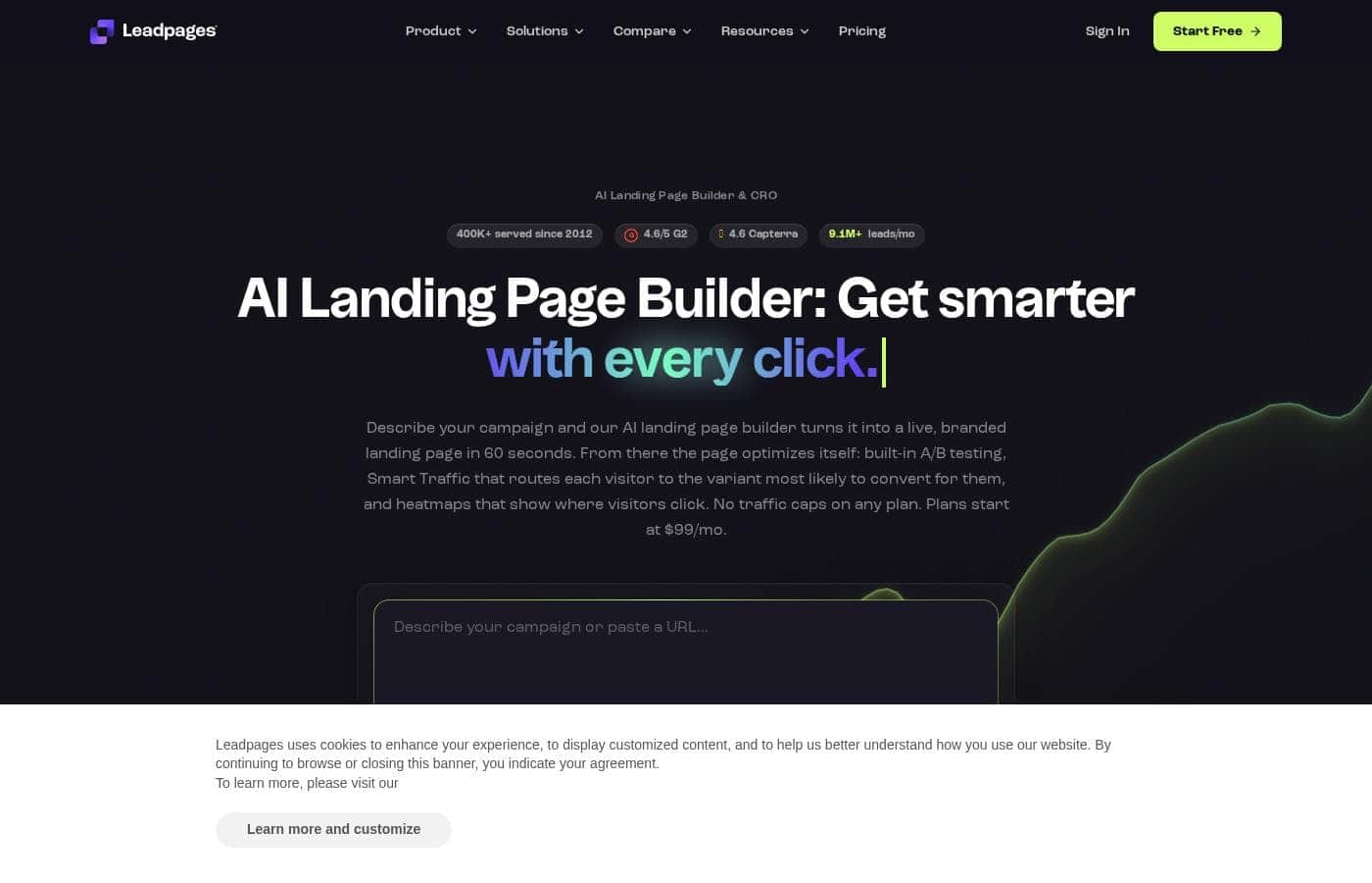 Leadpages homepage screenshot
