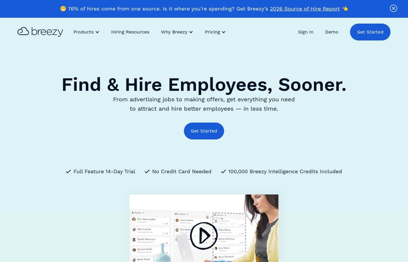 Breezy HR Homepage-Screenshot