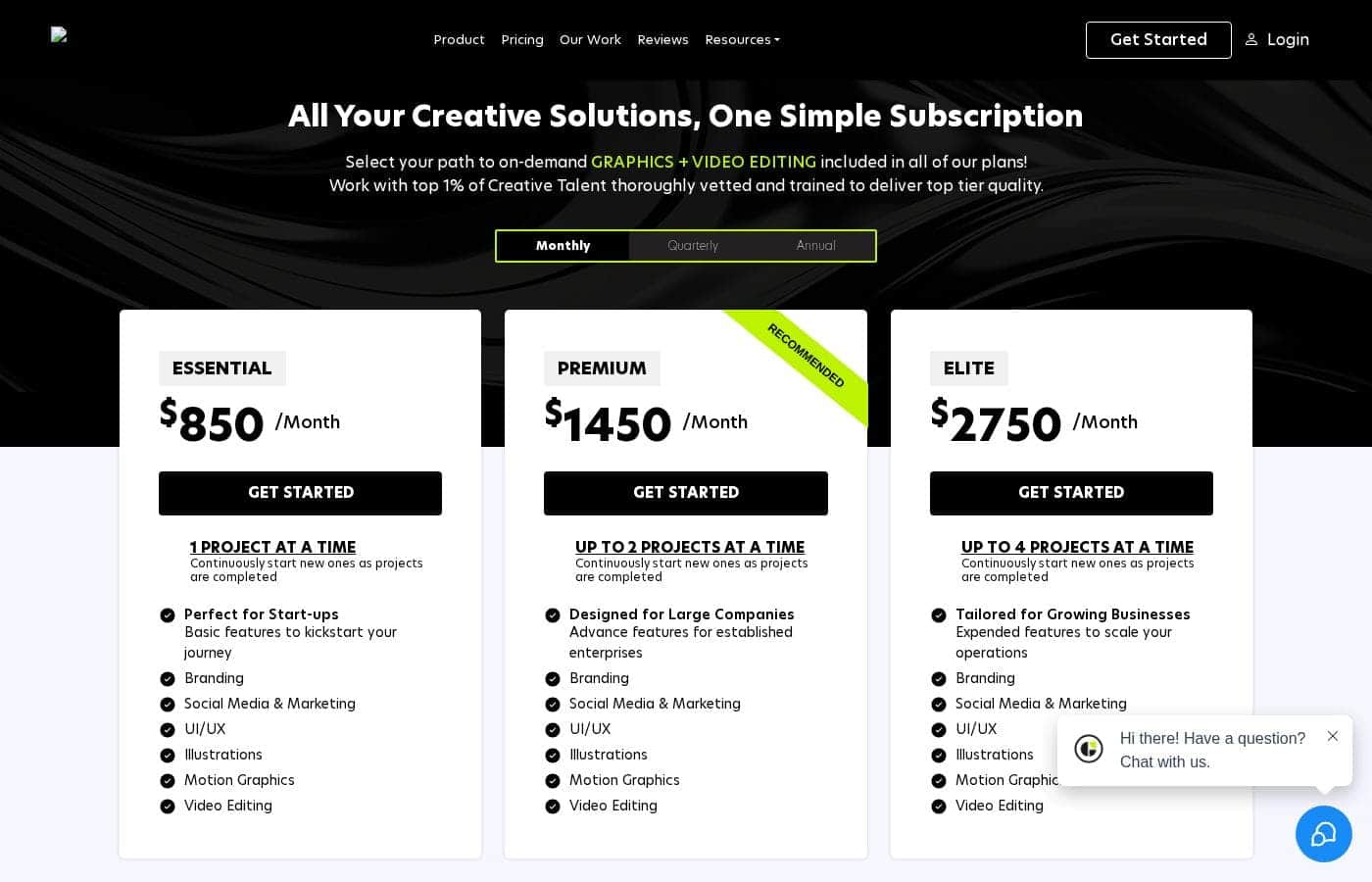 Graphics Zoo pricing page screenshot