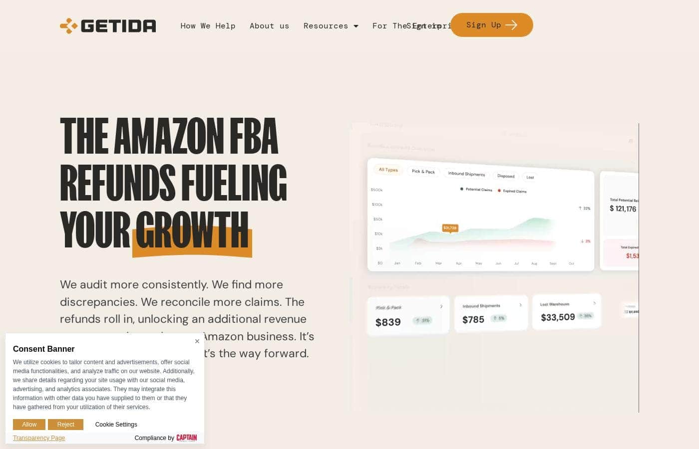 GETIDA homepage screenshot