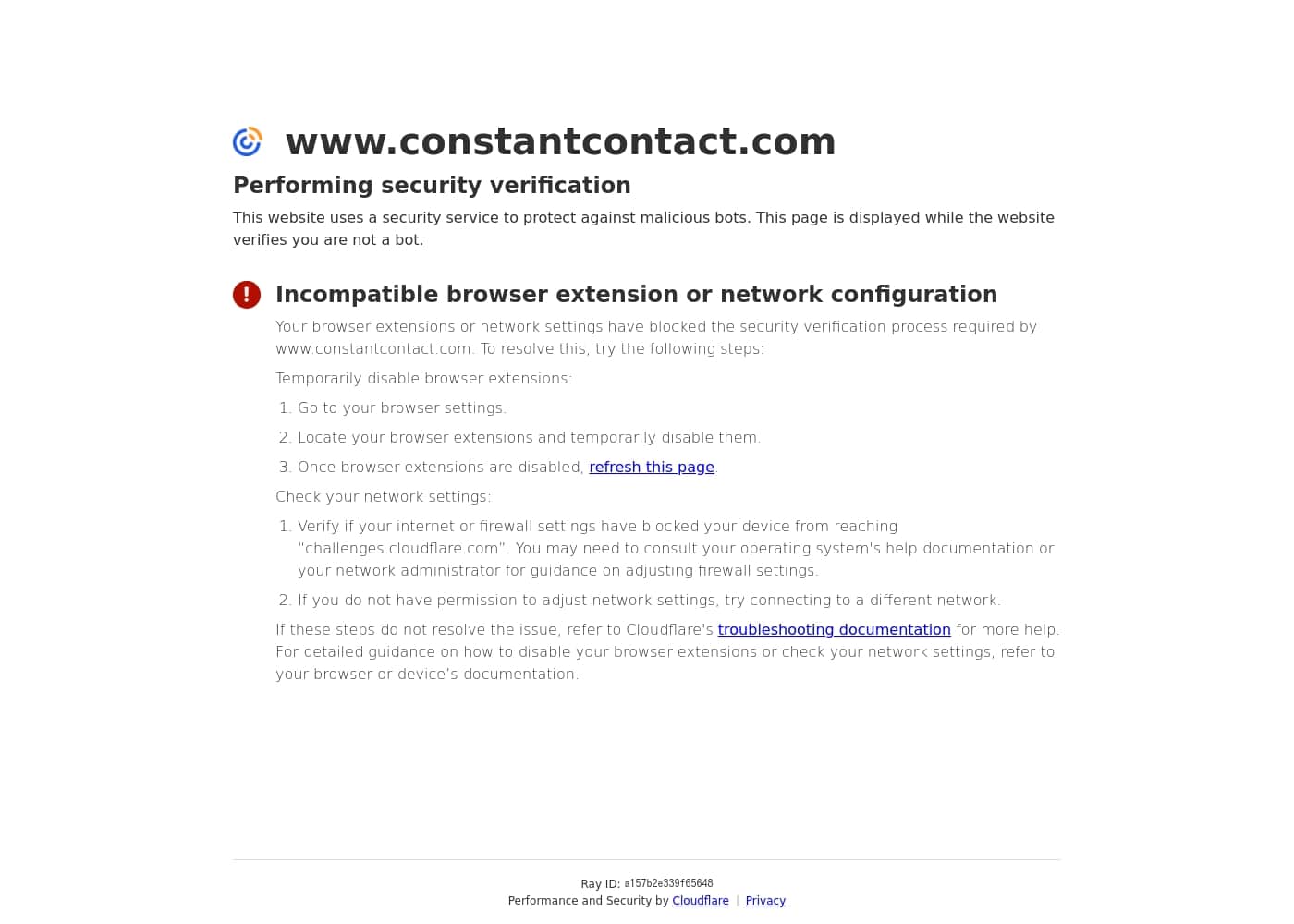 Screenshot della homepage di ConstantContact