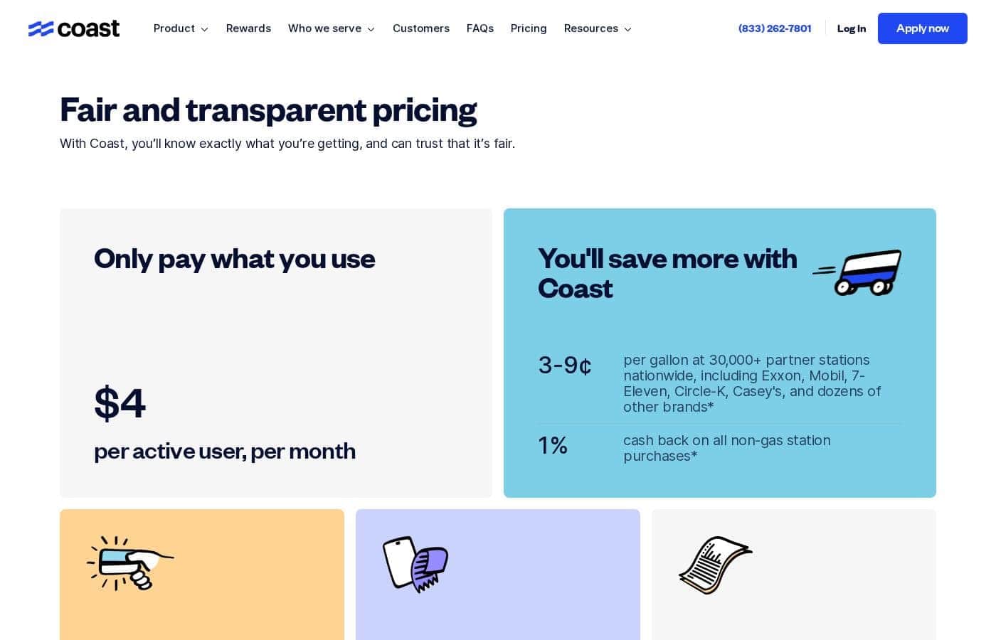Coast pricing page screenshot