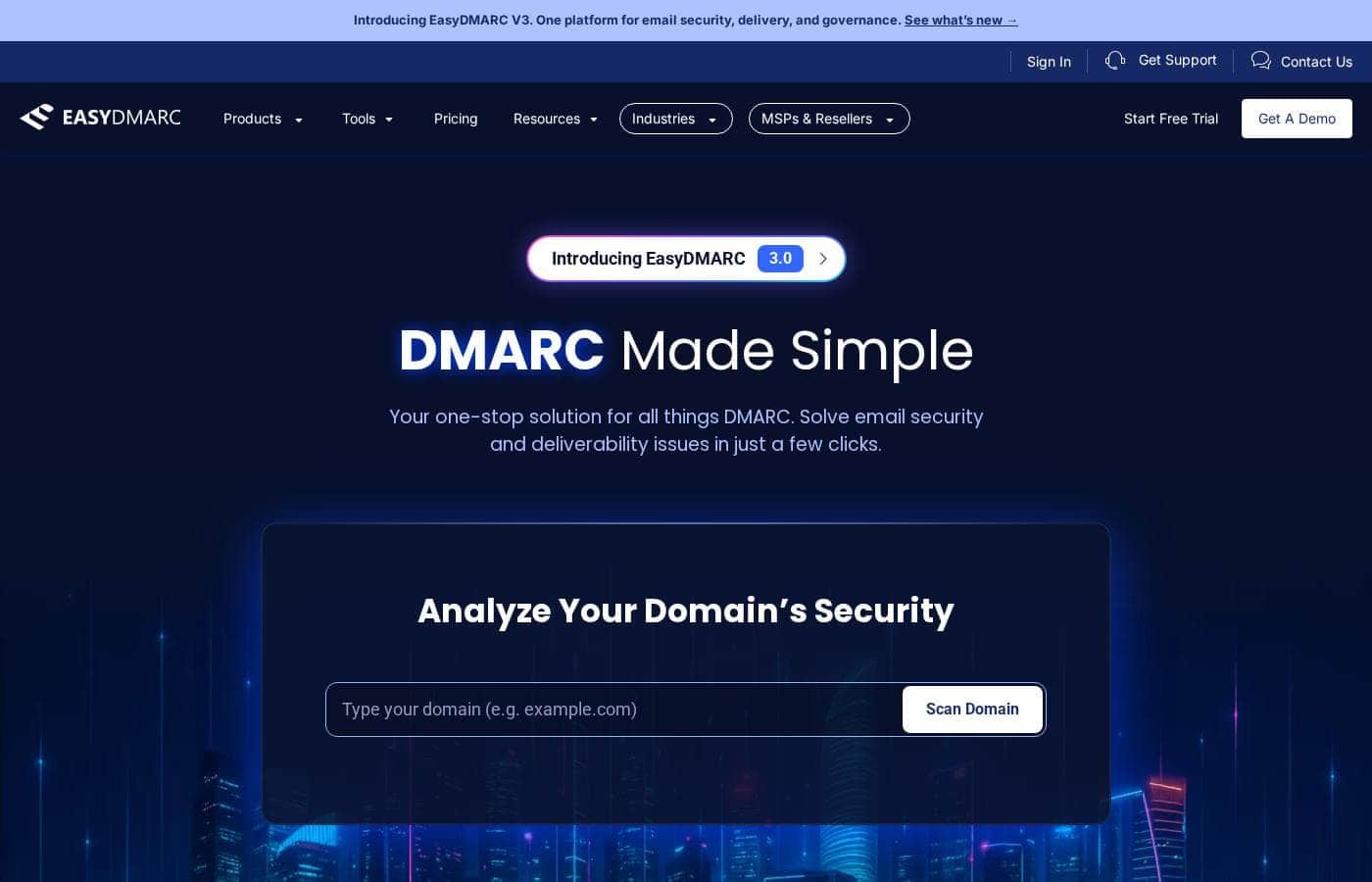 EasyDMARC homepage screenshot