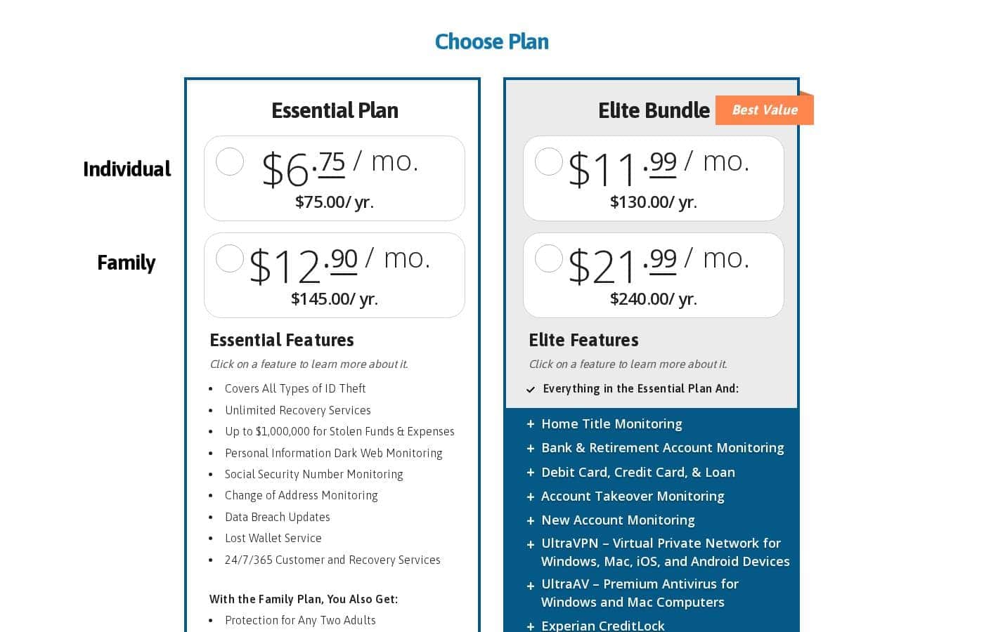 Zander pricing page screenshot