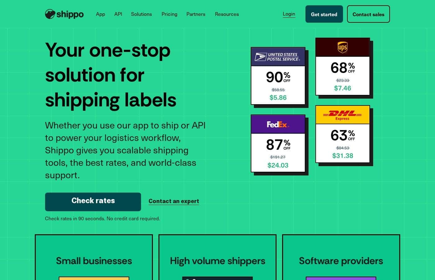 Shippo homepage screenshot