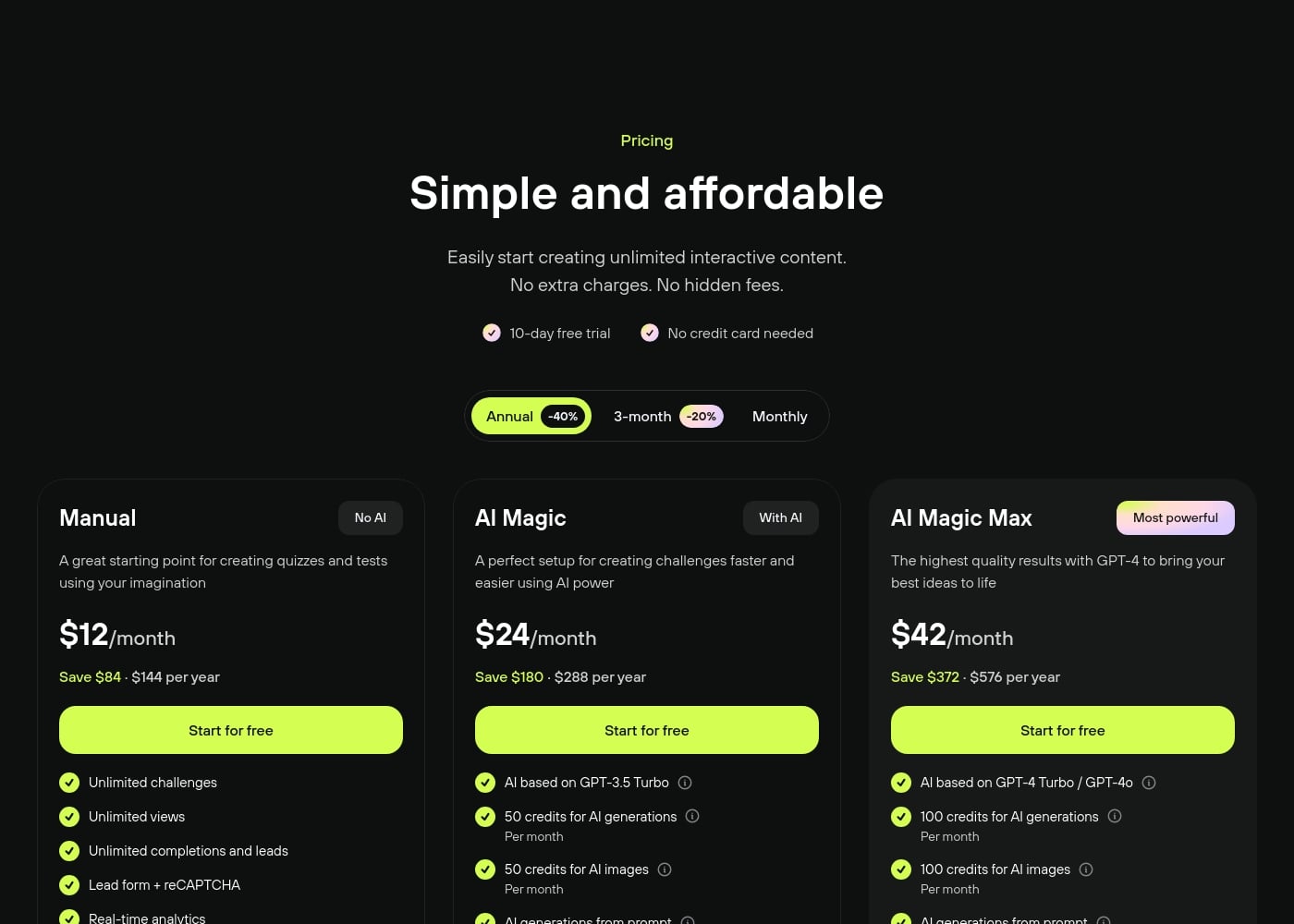 Pricing