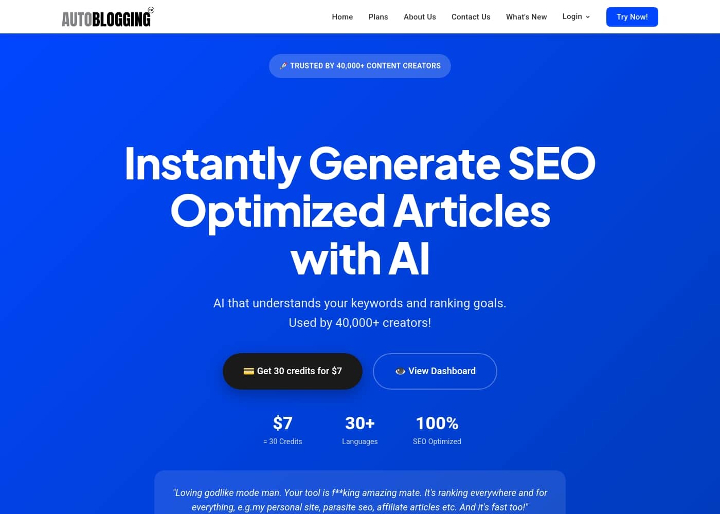 Autoblogging.ai 홈페이지 스크린샷