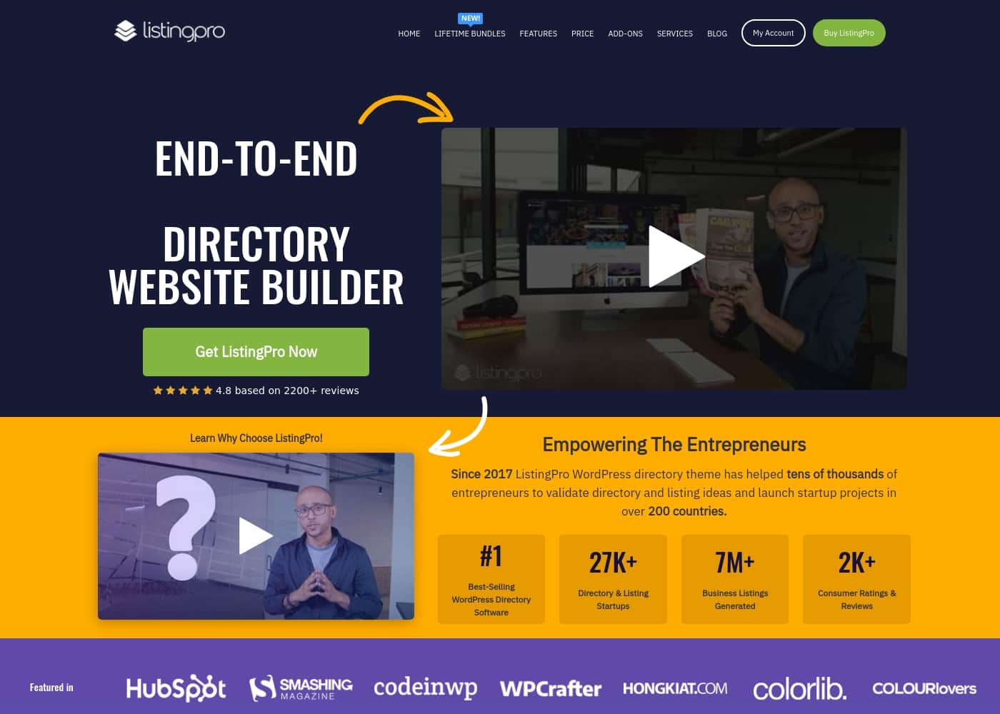 ListingPro 홈페이지 스크린샷