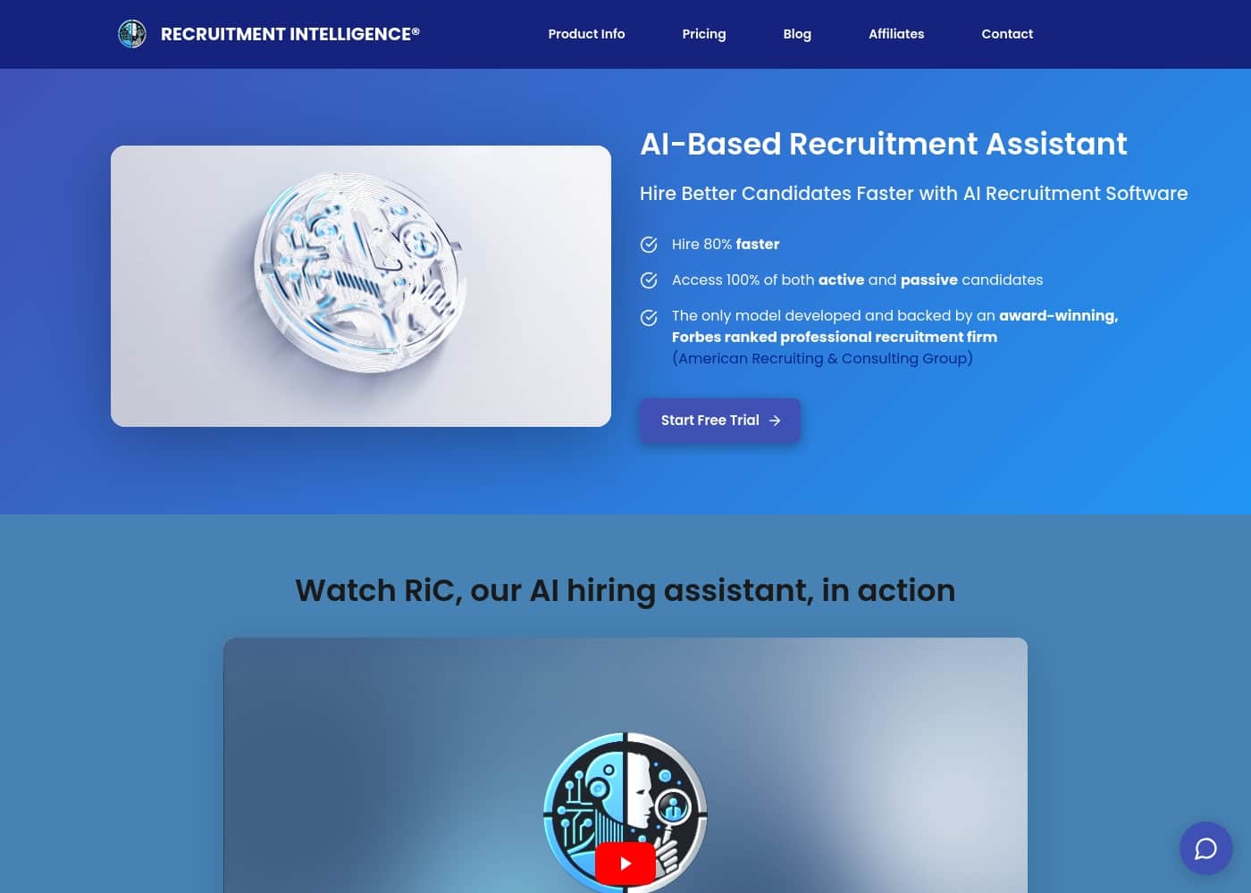 Скриншот главной страницы Recruitment Intelligence