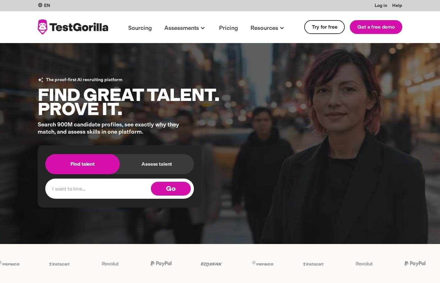 TestGorilla 홈페이지 스크린샷