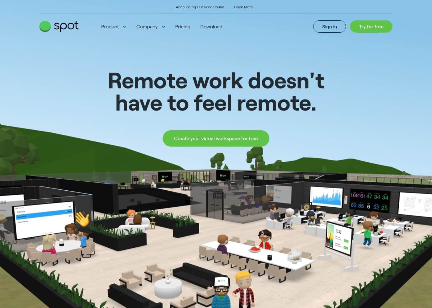 Screenshot della homepage di Spot