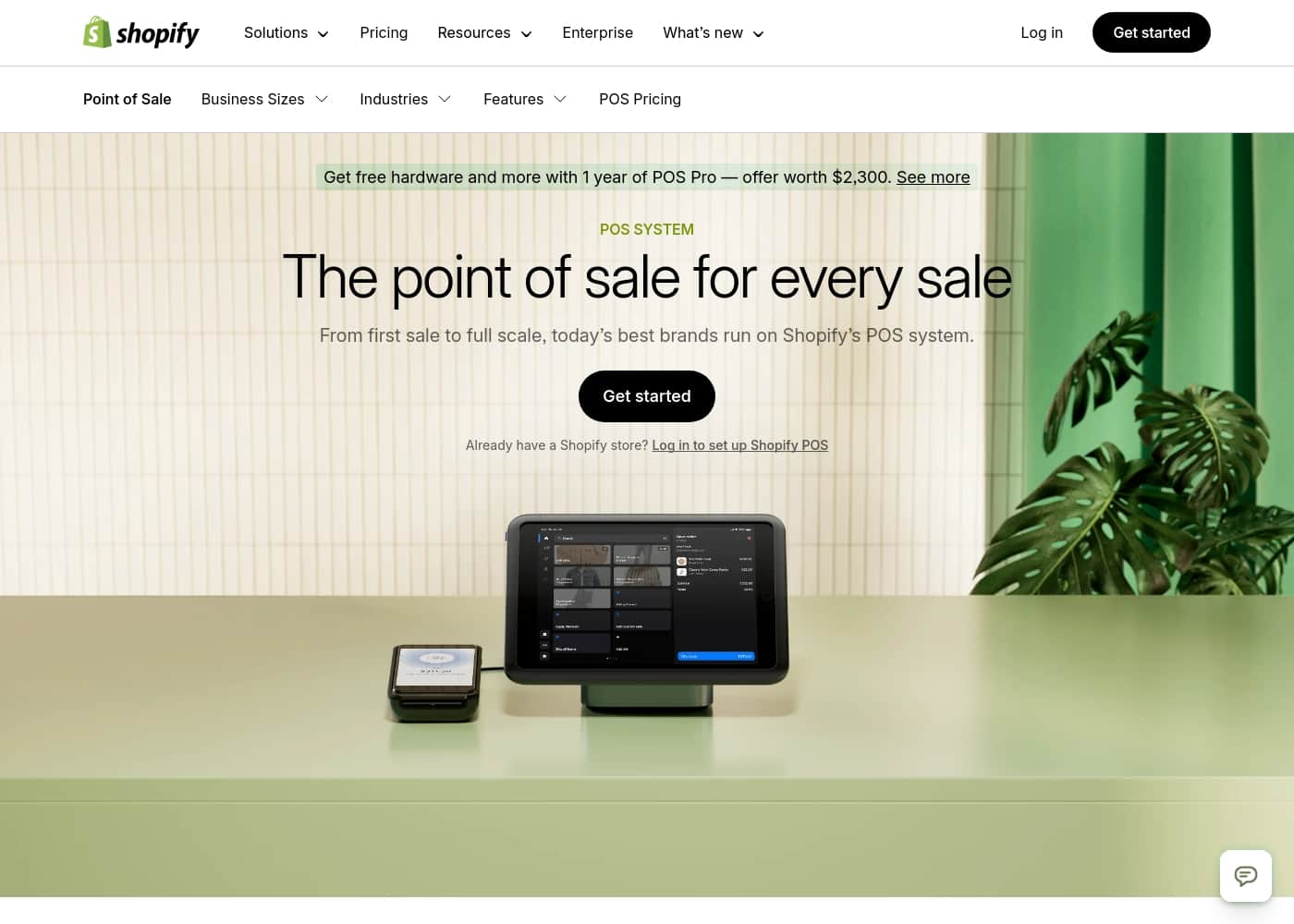 ภาพหน้าจอหลักของ Shopify POS