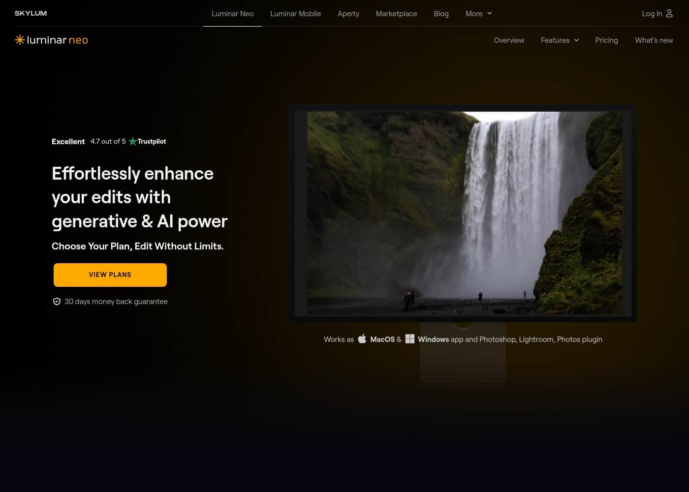 Luminar Neo 홈페이지 스크린샷