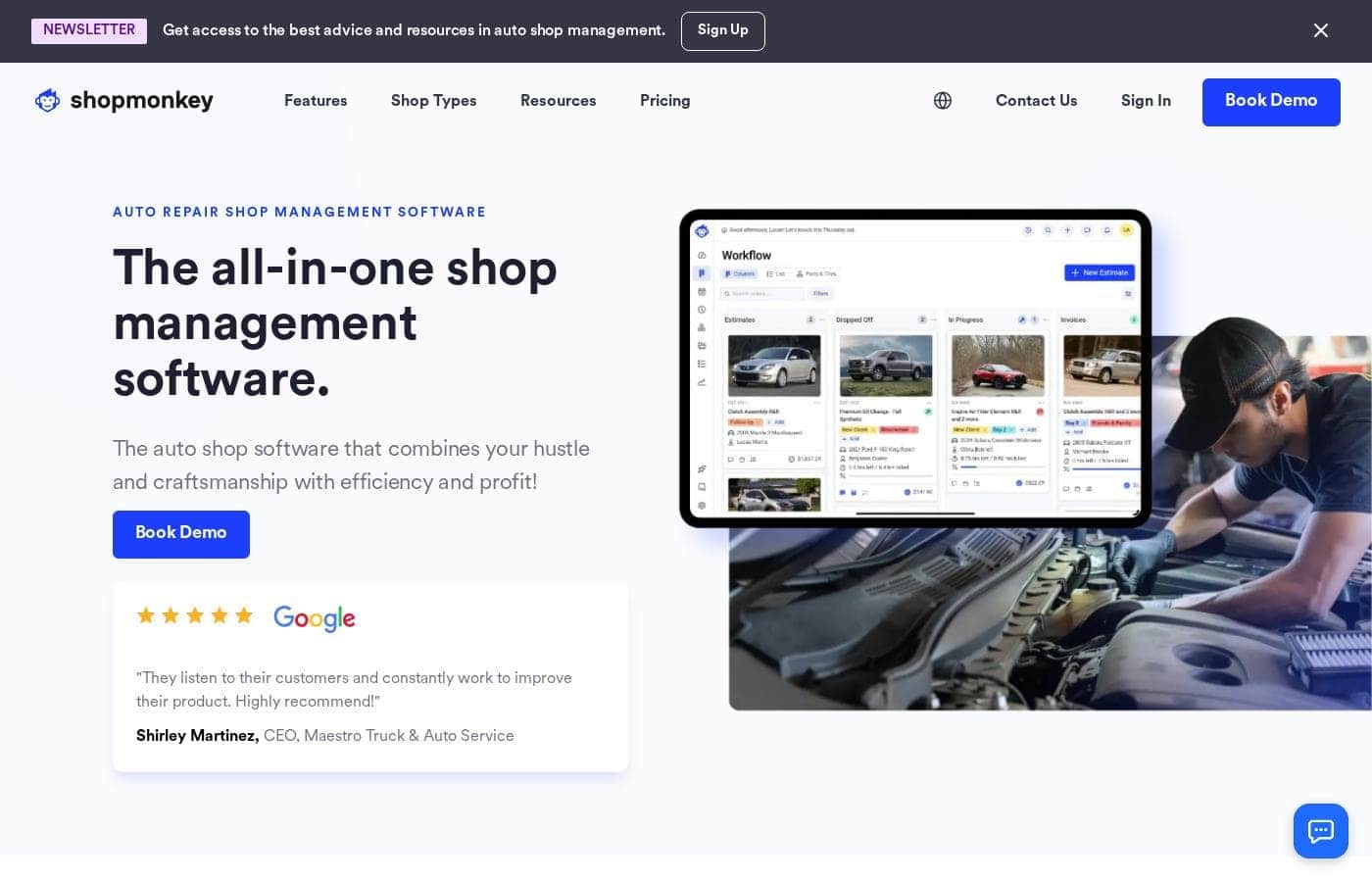 Shopmonkey Homepage-Screenshot