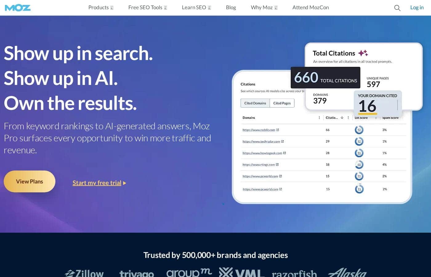 Moz homepage screenshot