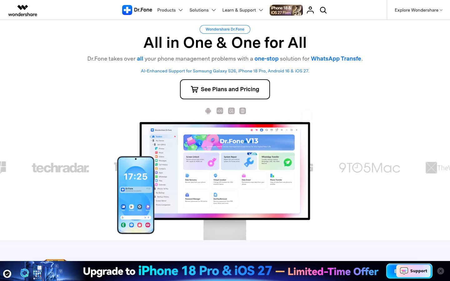 Screenshot della homepage di Dr.Fone