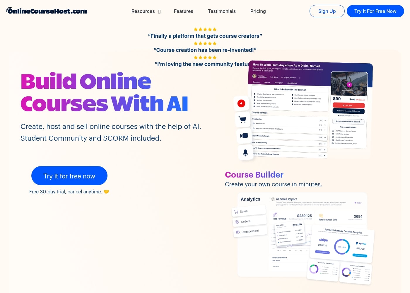OnlineCourseHost首页截图